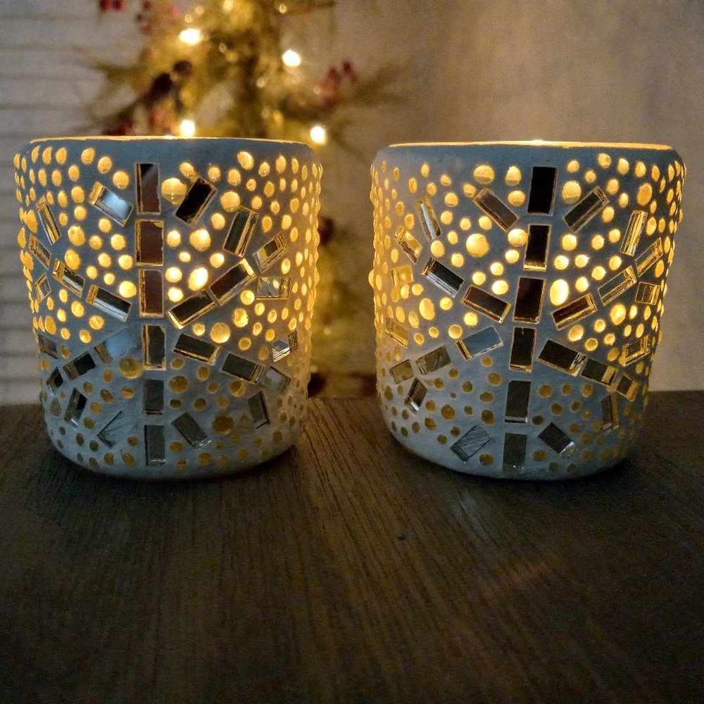 Partylite Nordic Lights Mosaic Votive Holders